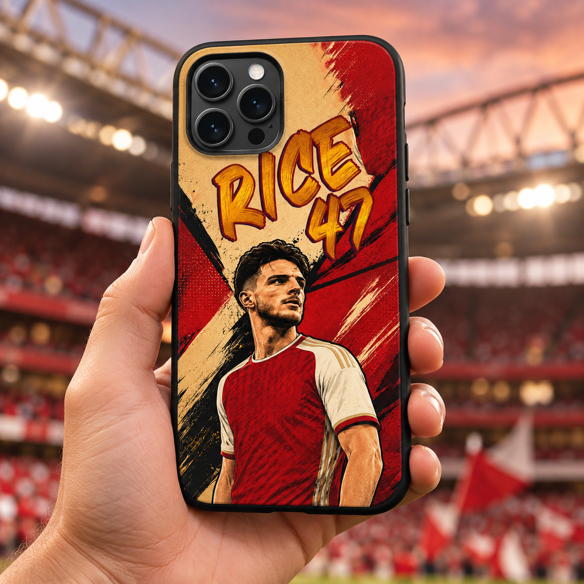 Declan Rice graffiti black-edge TPU case lifestyle