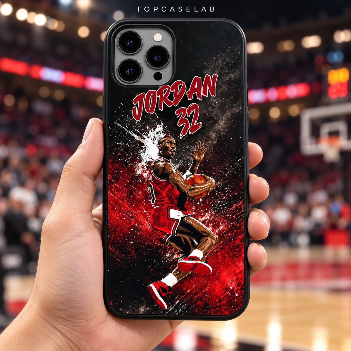 Michael Jordan Red & Black graffiti black TPU case – lifestyle