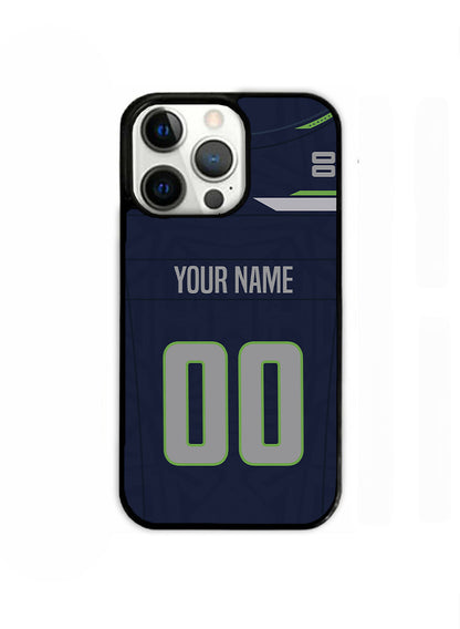 Seattle Seahawks Colors Personalized Name & Number Phone Case