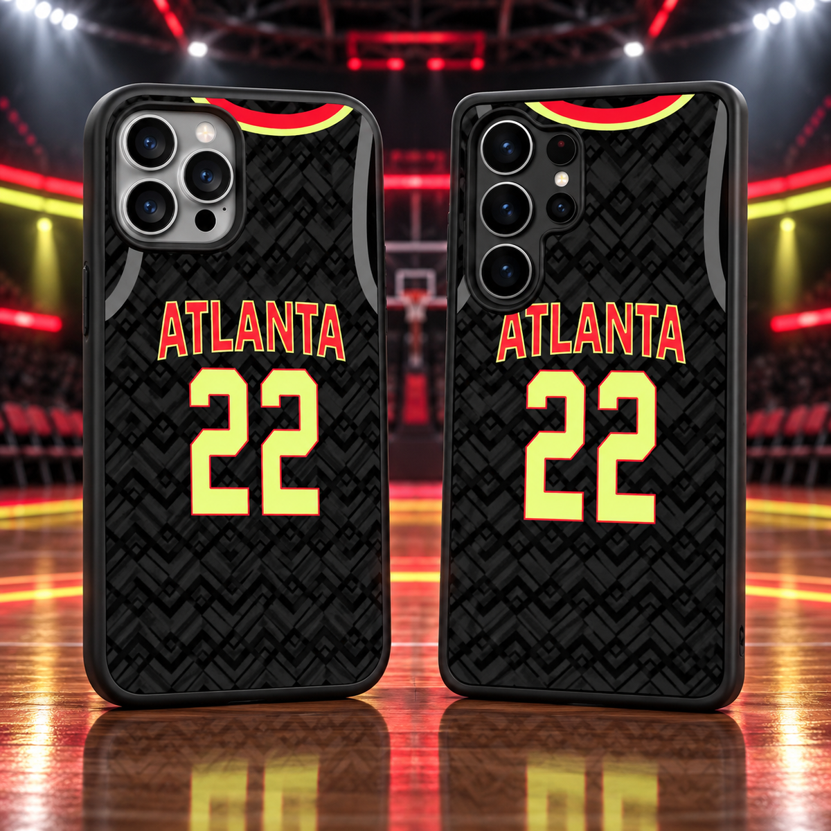 Atlanta Hawks Black Pattern #22 TPU Phone Case for iPhone & Samsung — iPhone 18 Pro Max and Samsung Galaxy S26 Ultra mockup