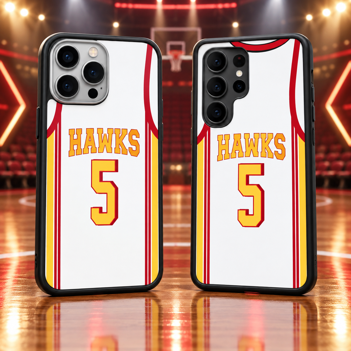 Atlanta Hawks White Jersey #5 TPU Phone Case for iPhone & Samsung — iPhone 18 Pro Max and Samsung Galaxy S26 Ultra mockup