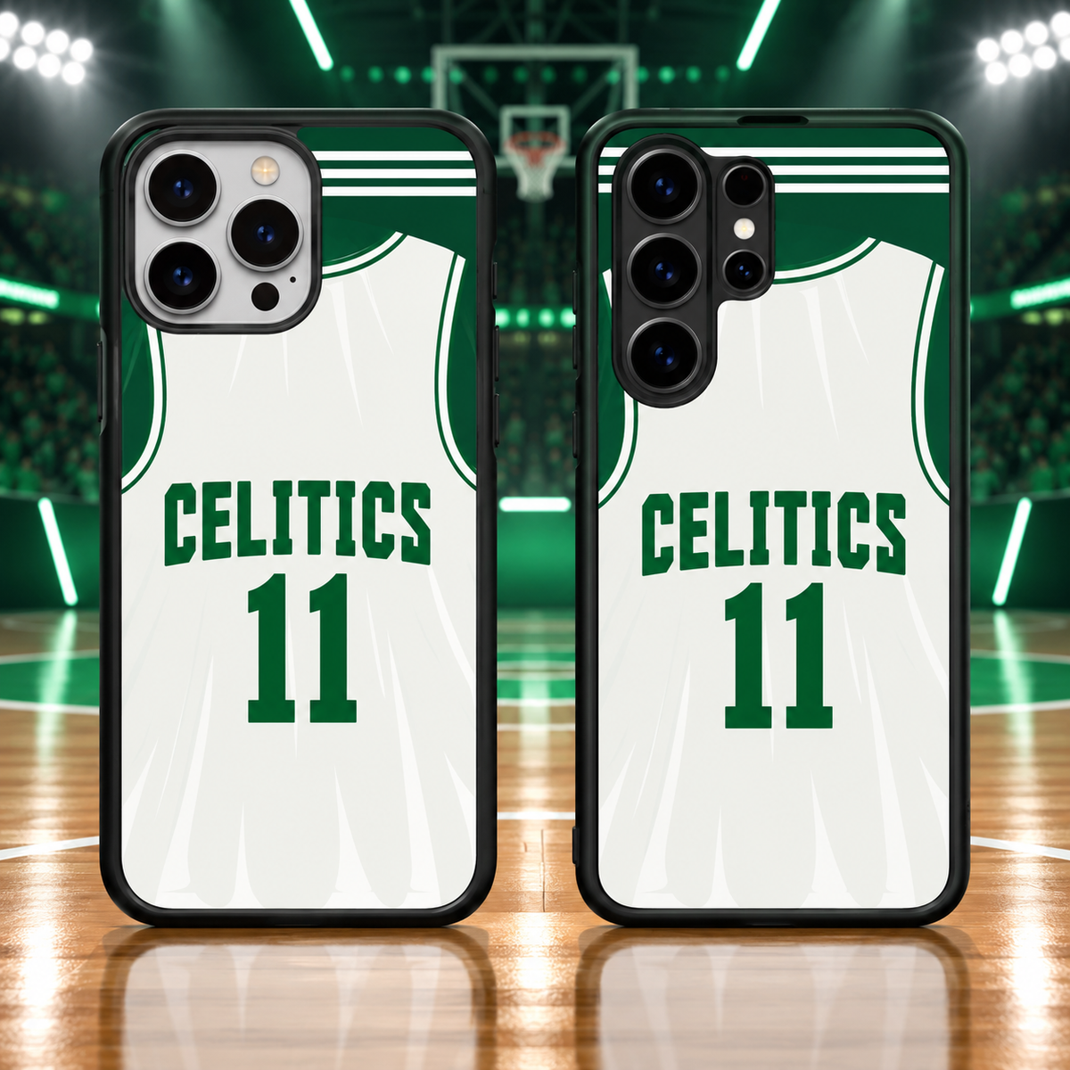Boston Celtics White Jersey #11 TPU Phone Case for iPhone & Samsung — iPhone 18 Pro Max and Samsung Galaxy S26 Ultra mockup