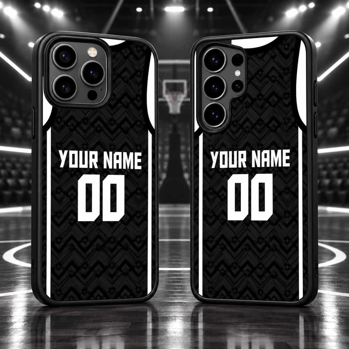 Brooklyn Nets Black Personalized Name & Number TPU Phone Case — iPhone 18 Pro Max and Samsung Galaxy S26 Ultra mockup