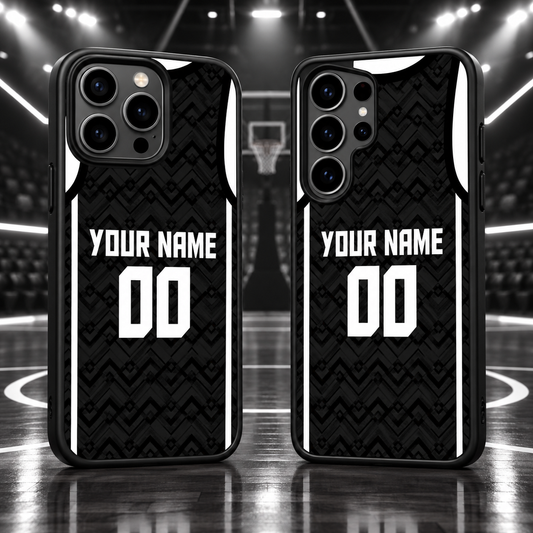 Brooklyn Nets Black Personalized Name & Number TPU Phone Case — iPhone 18 Pro Max and Samsung Galaxy S26 Ultra mockup