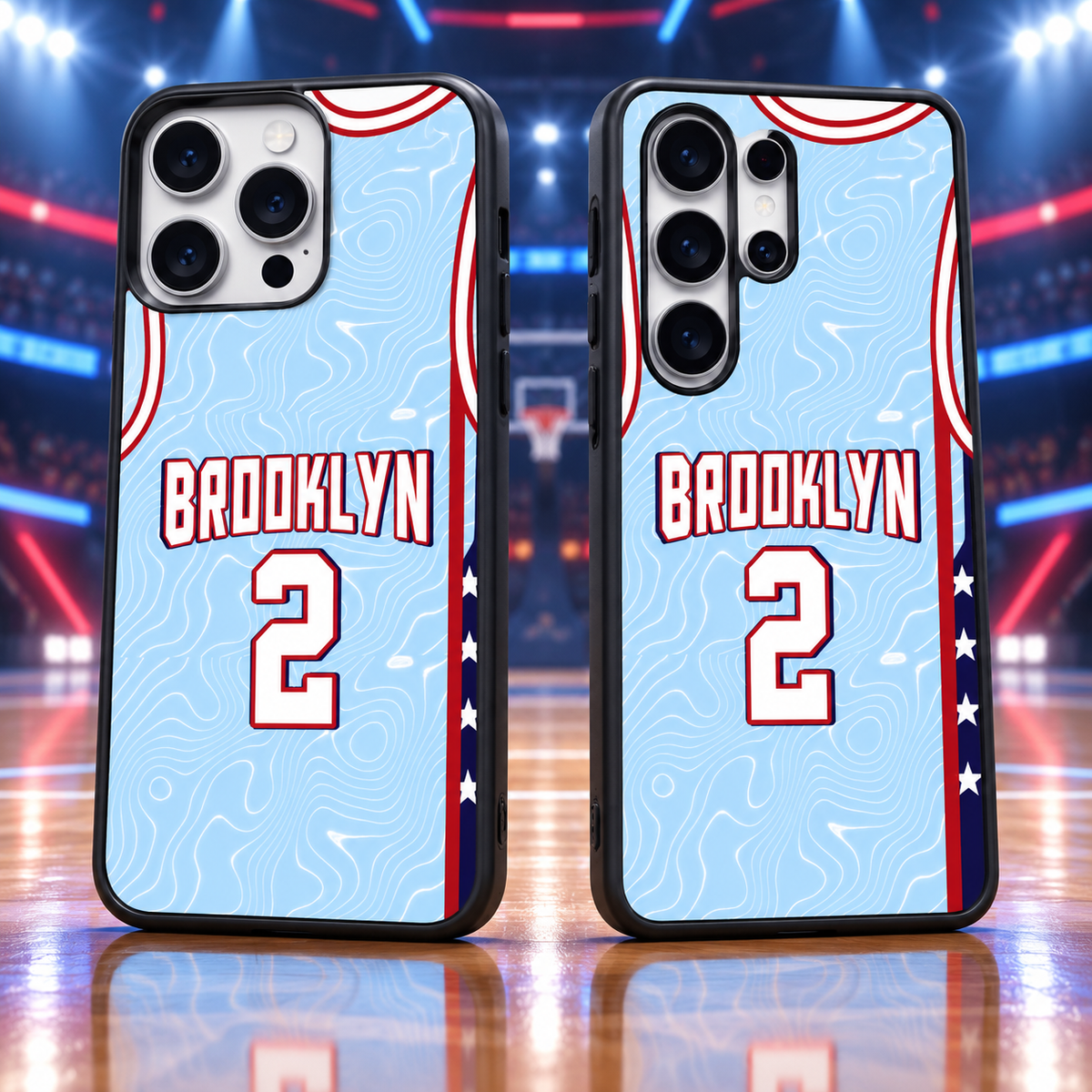Brooklyn Nets Light Blue Jersey #2 TPU Phone Case for iPhone & Samsung — iPhone 18 Pro Max and Samsung Galaxy S26 Ultra mockup
