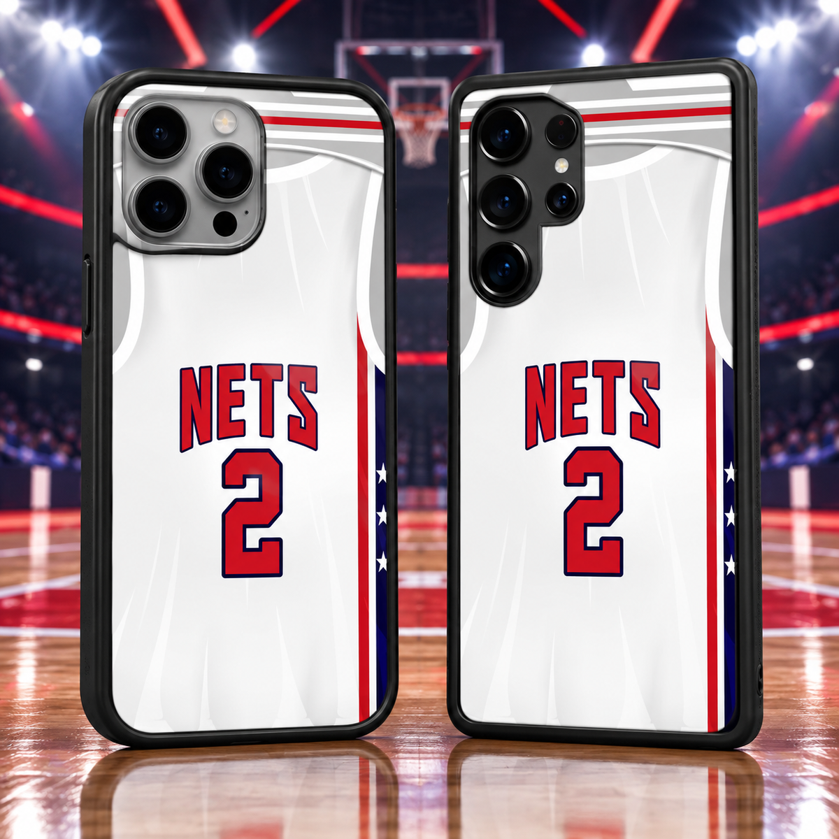 Brooklyn Nets White Jersey #2 TPU Phone Case for iPhone & Samsung — iPhone 18 Pro Max and Samsung Galaxy S26 Ultra mockup