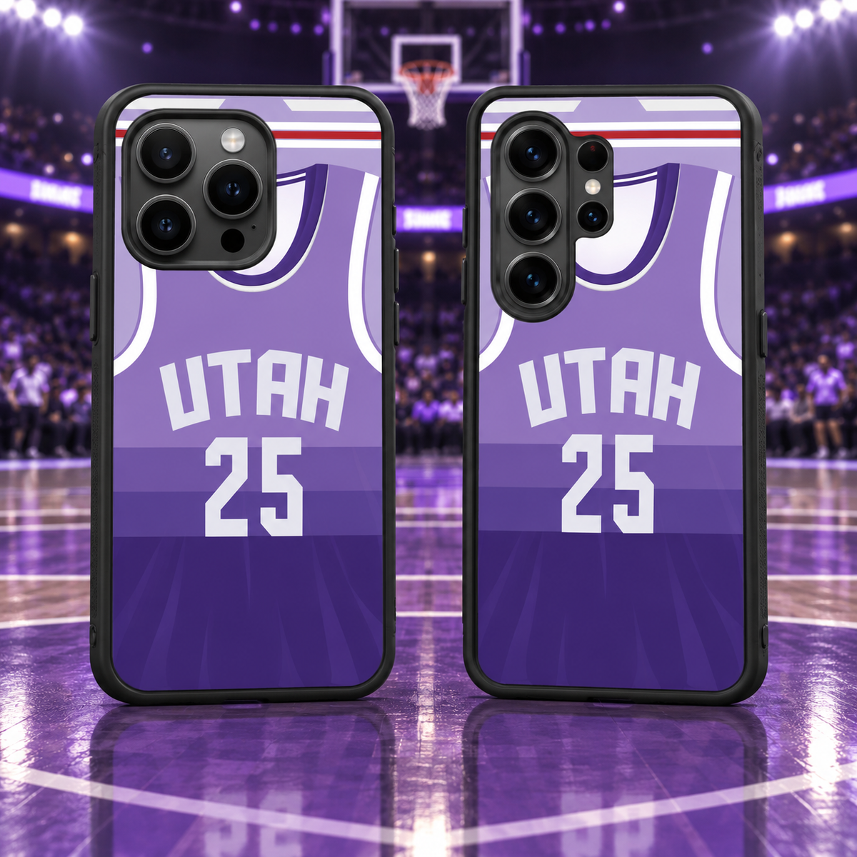 Utah Jazz purple 25 basketball jersey phone case mockup