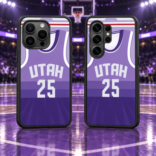 Utah Jazz purple 25 basketball jersey phone case mockup