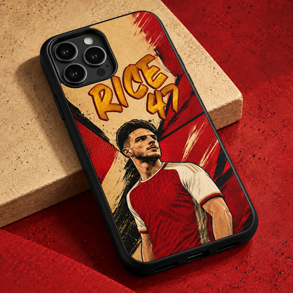 Declan Rice graffiti black-edge TPU case closeup