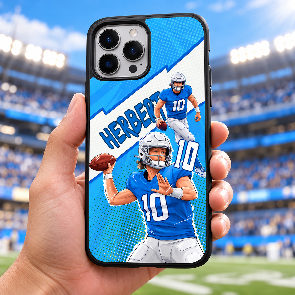 Justin Herbert graffiti black-edge TPU case lifestyle