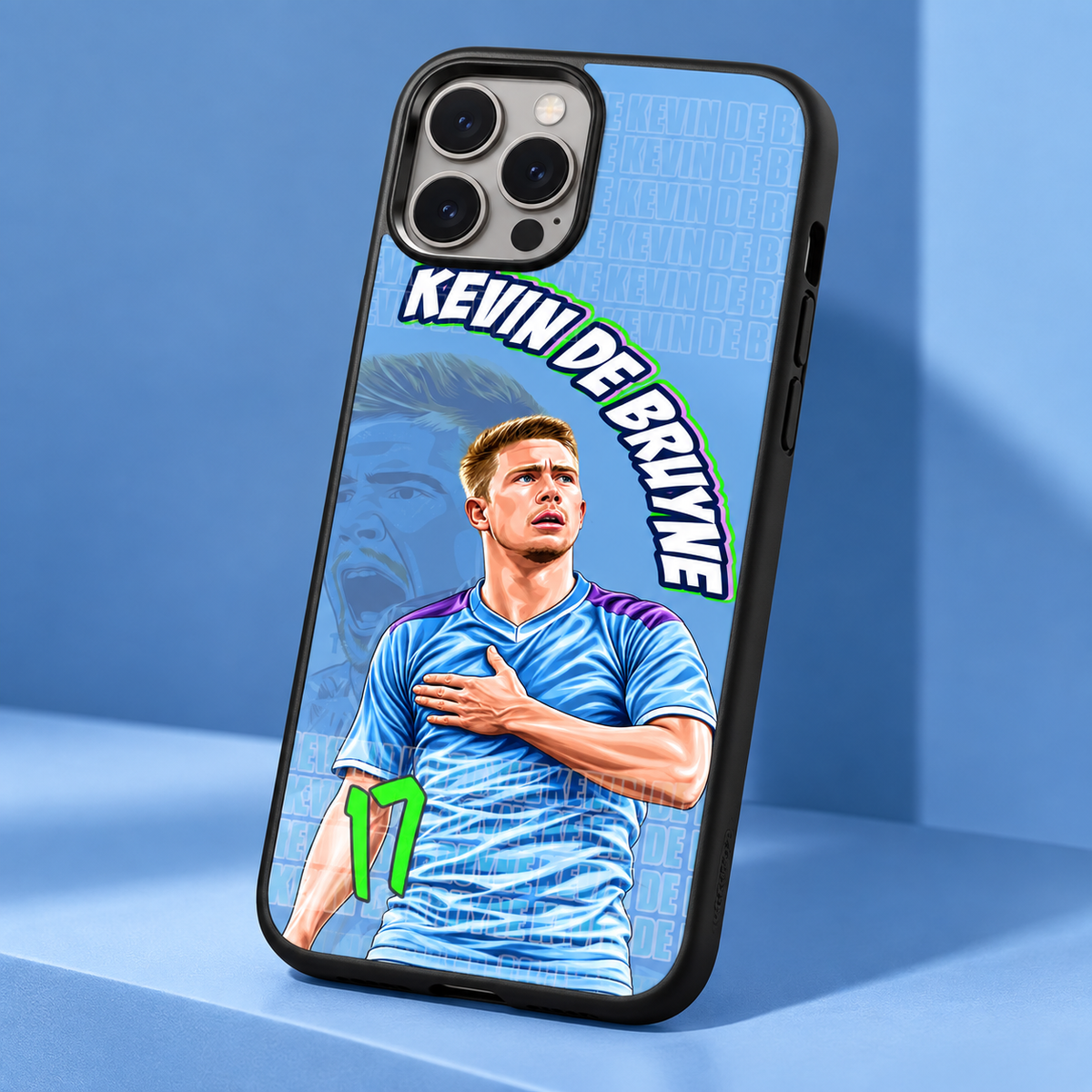 Kevin De Bruyne graffiti black-edge TPU case closeup