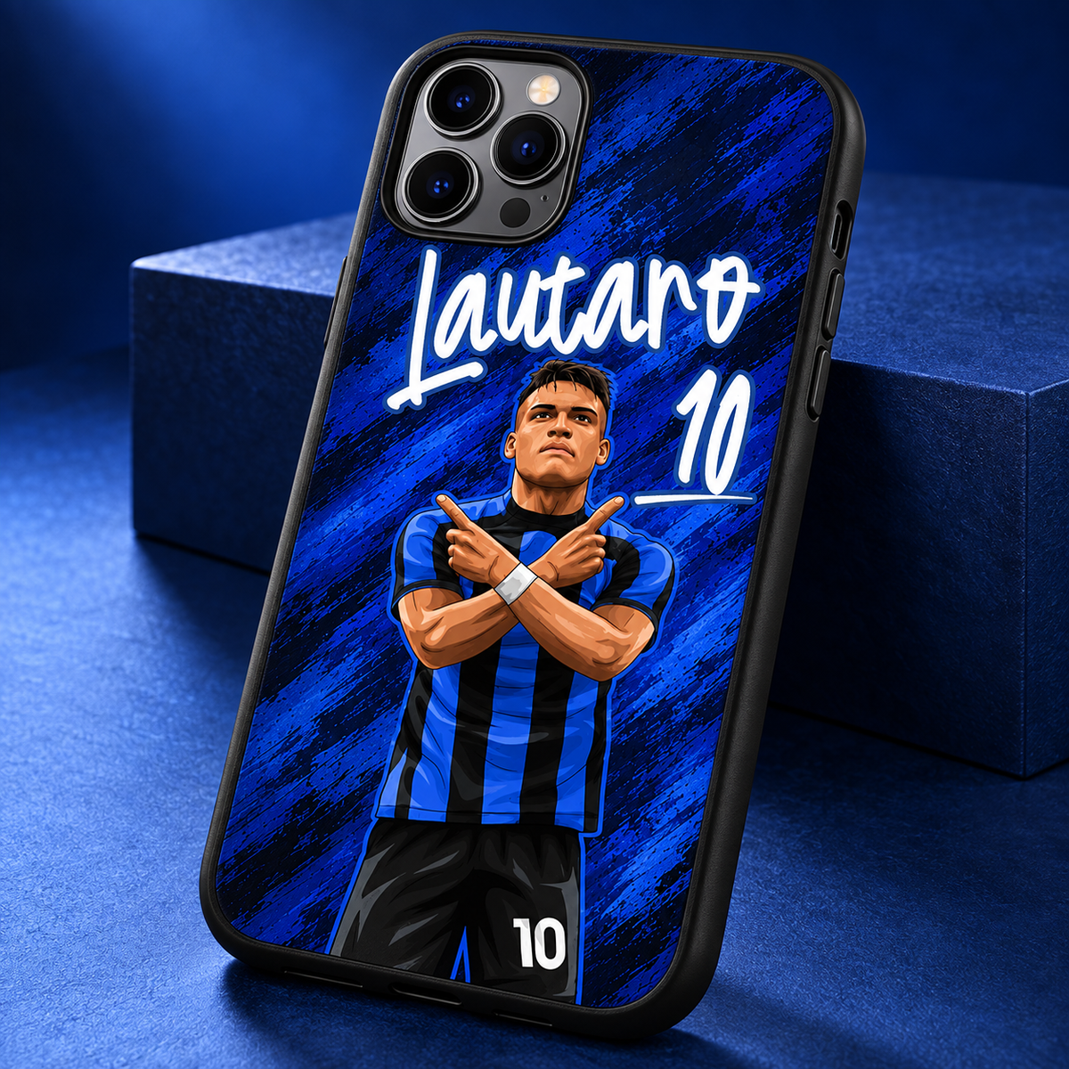 Lautaro Martínez graffiti black-edge TPU case closeup