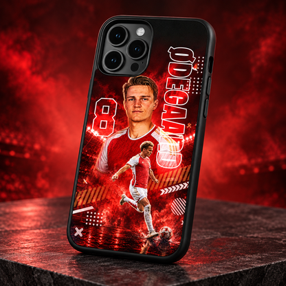 Martin Ødegaard graffiti black-edge TPU case closeup