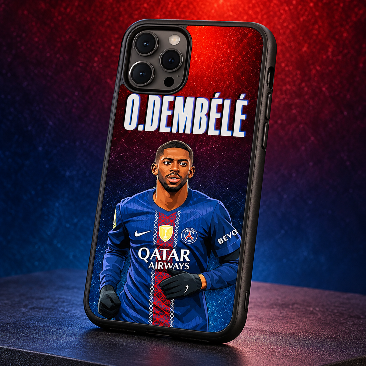 Ousmane Dembélé graffiti black-edge TPU case closeup
