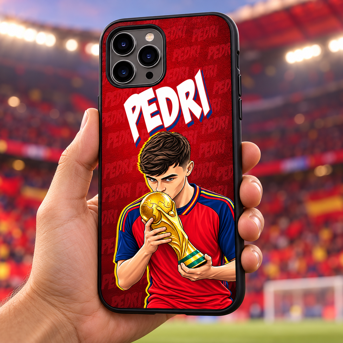 Pedri graffiti black-edge TPU case lifestyle