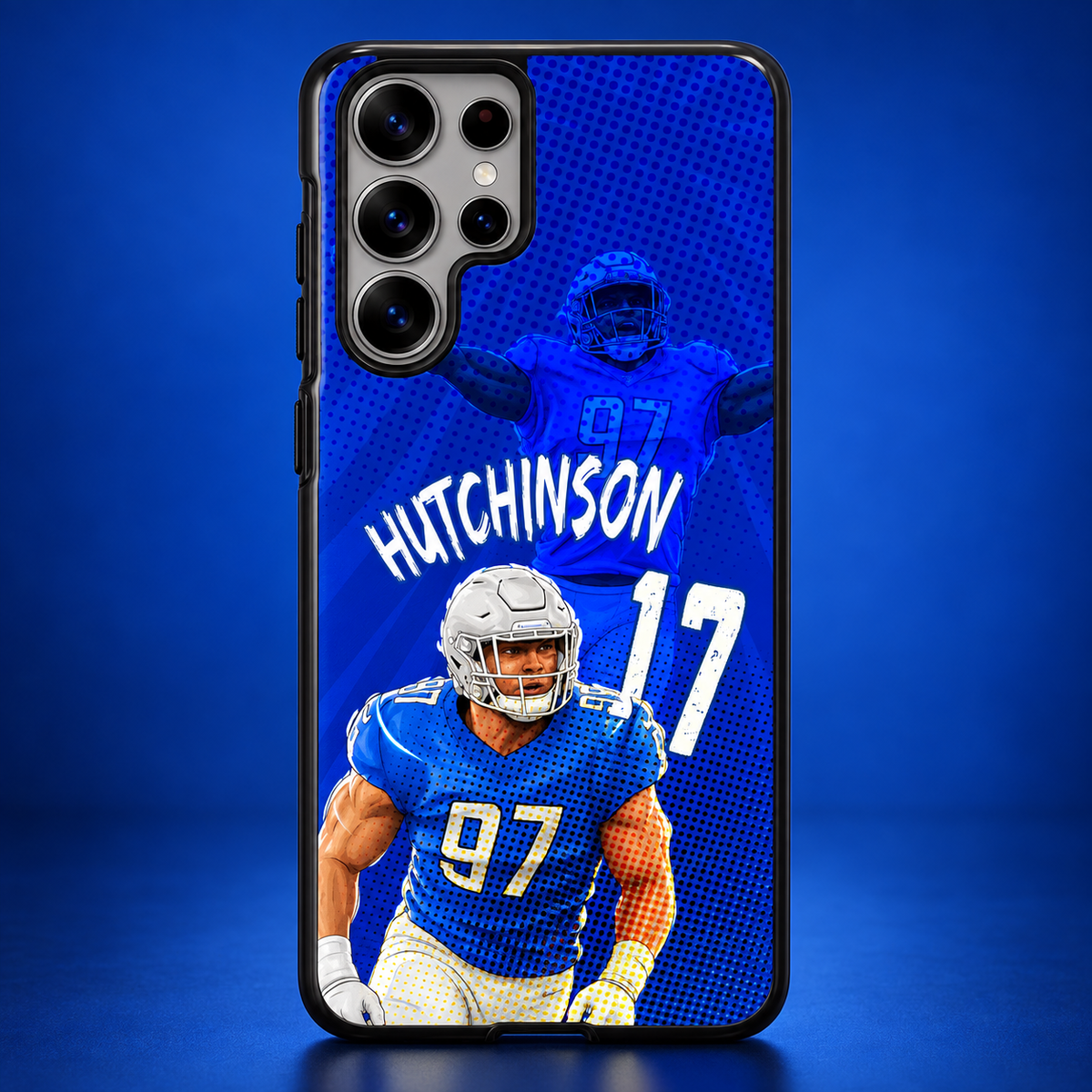 Aidan Hutchinson graffiti Samsung TPU phone case studio mockup