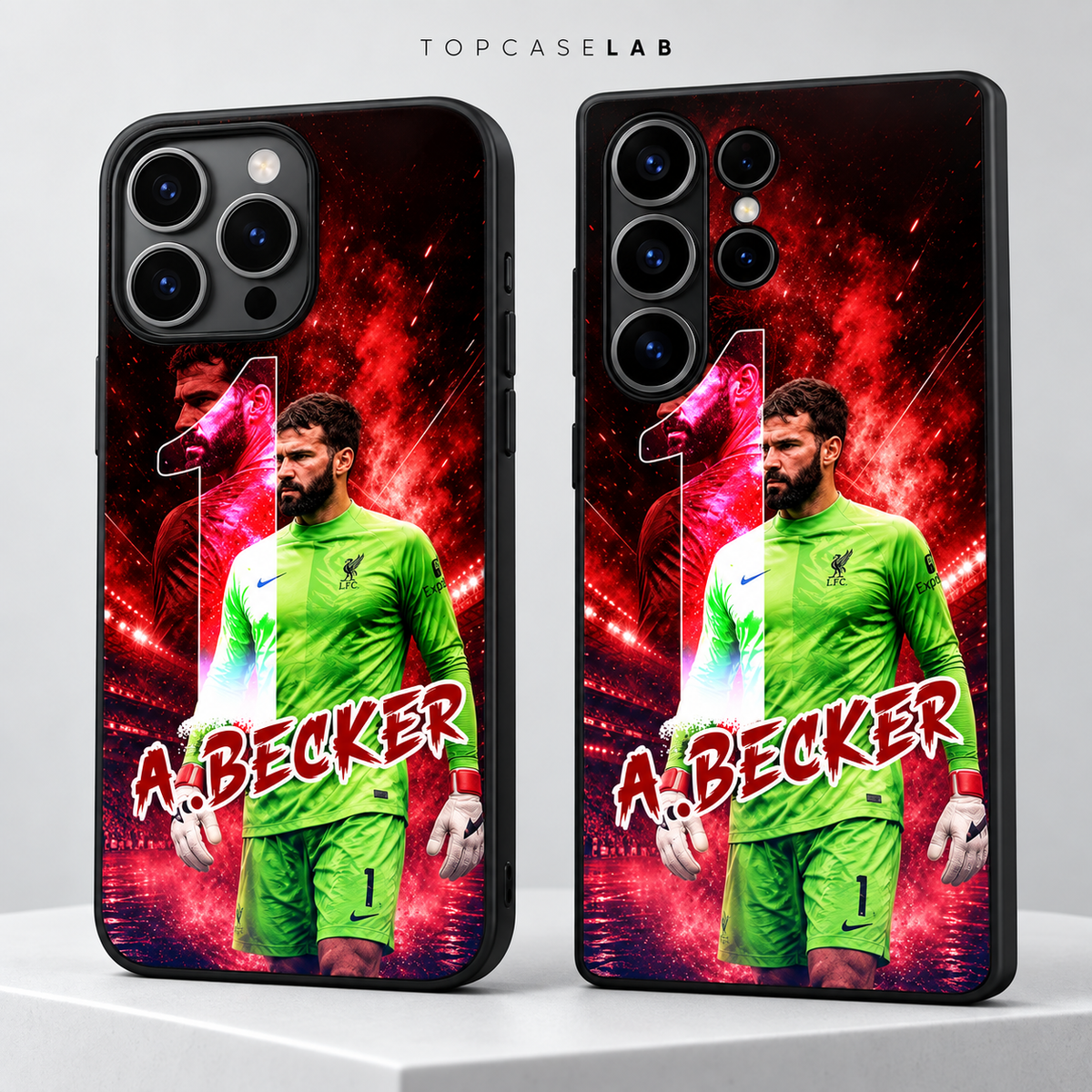 Alisson Becker black TPU phone case – iPhone and Samsung studio mockup