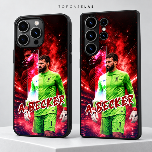 Alisson Becker black TPU phone case – iPhone and Samsung studio mockup