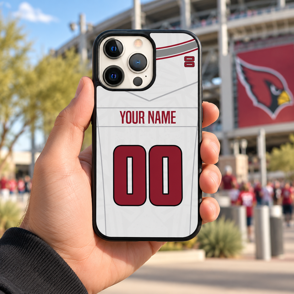 Arizona personalized case held in hand