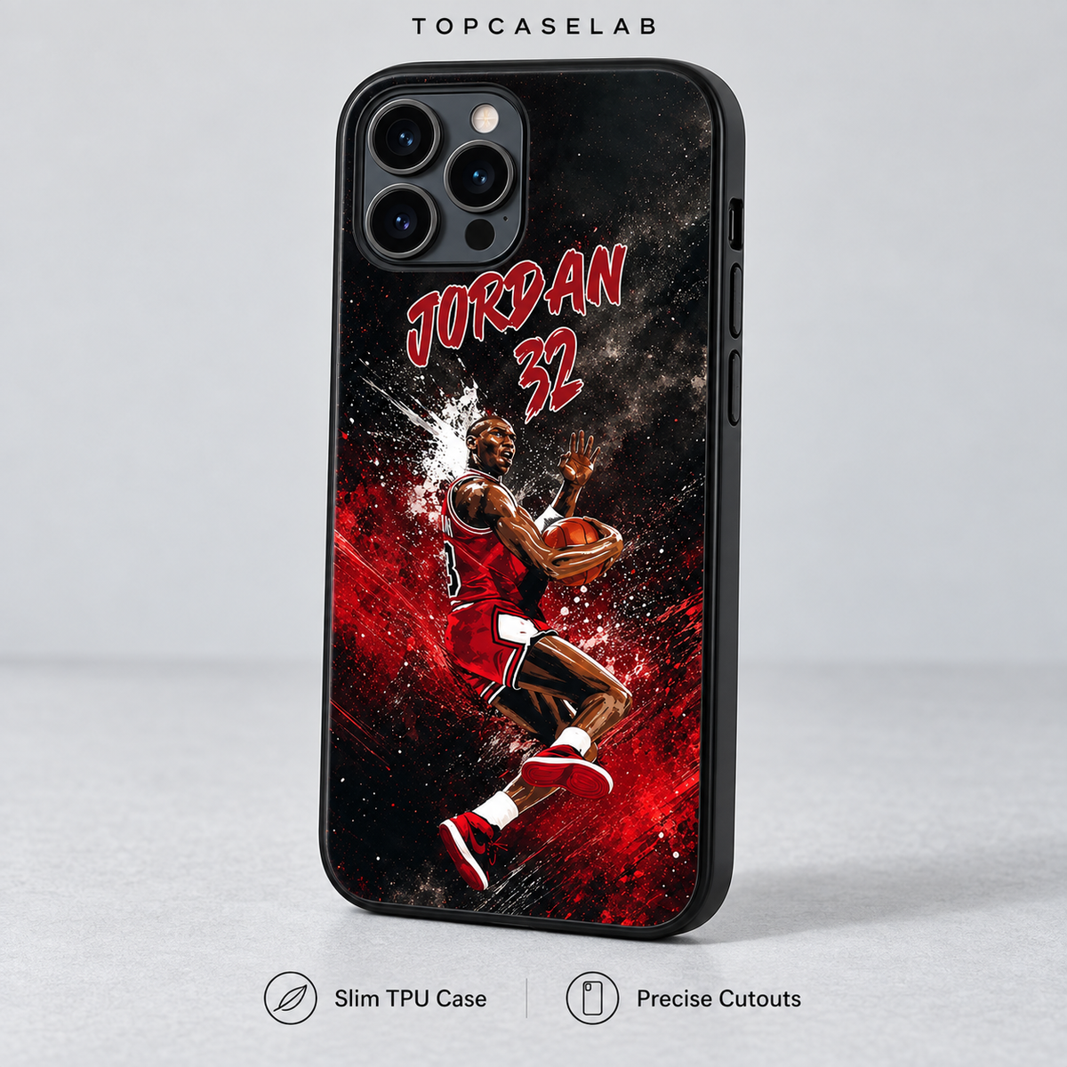 Michael Jordan Red & Black graffiti black TPU case – detail