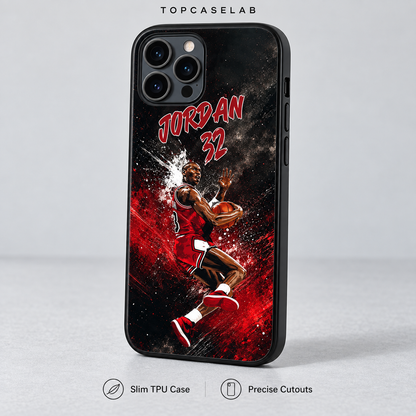 Michael Jordan Red & Black graffiti black TPU case – detail