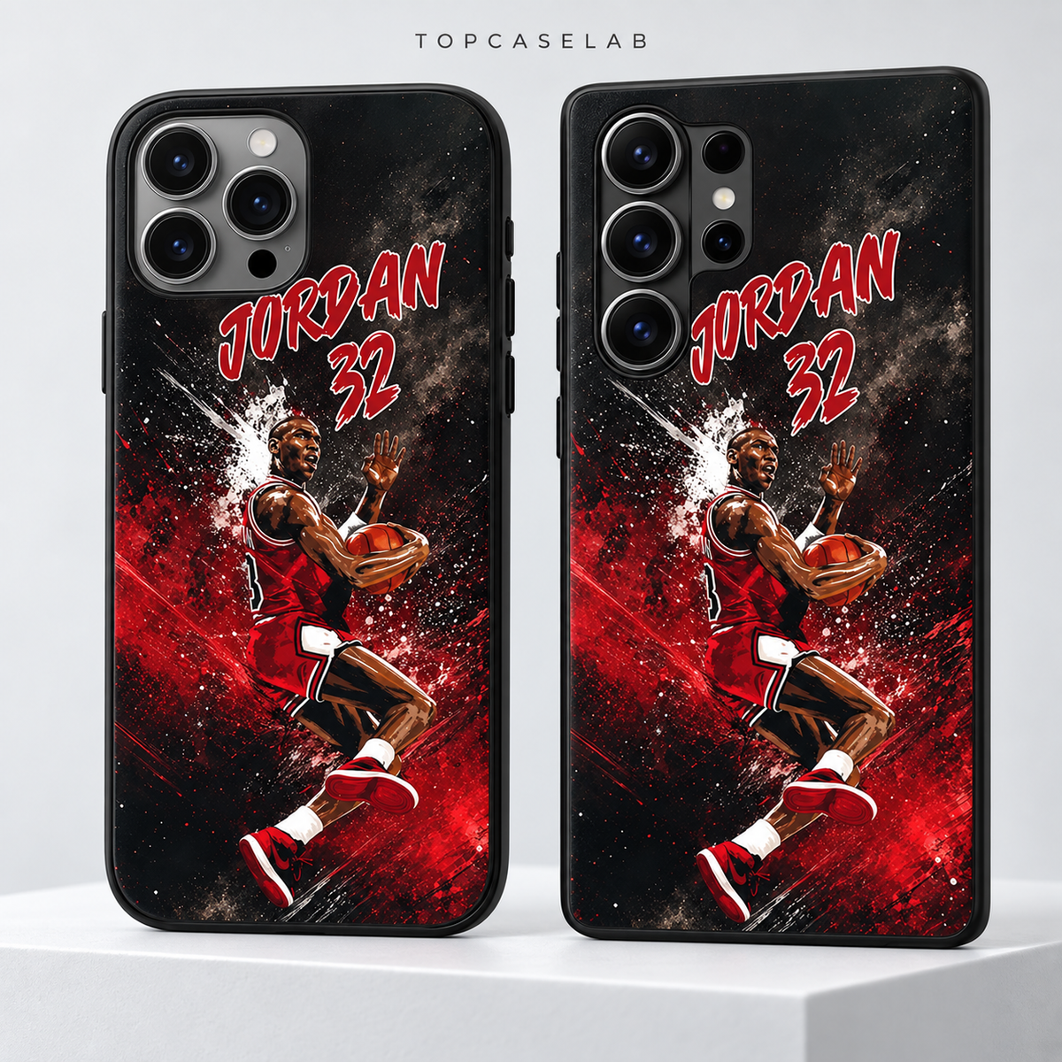 Michael Jordan Red & Black graffiti black TPU case – main