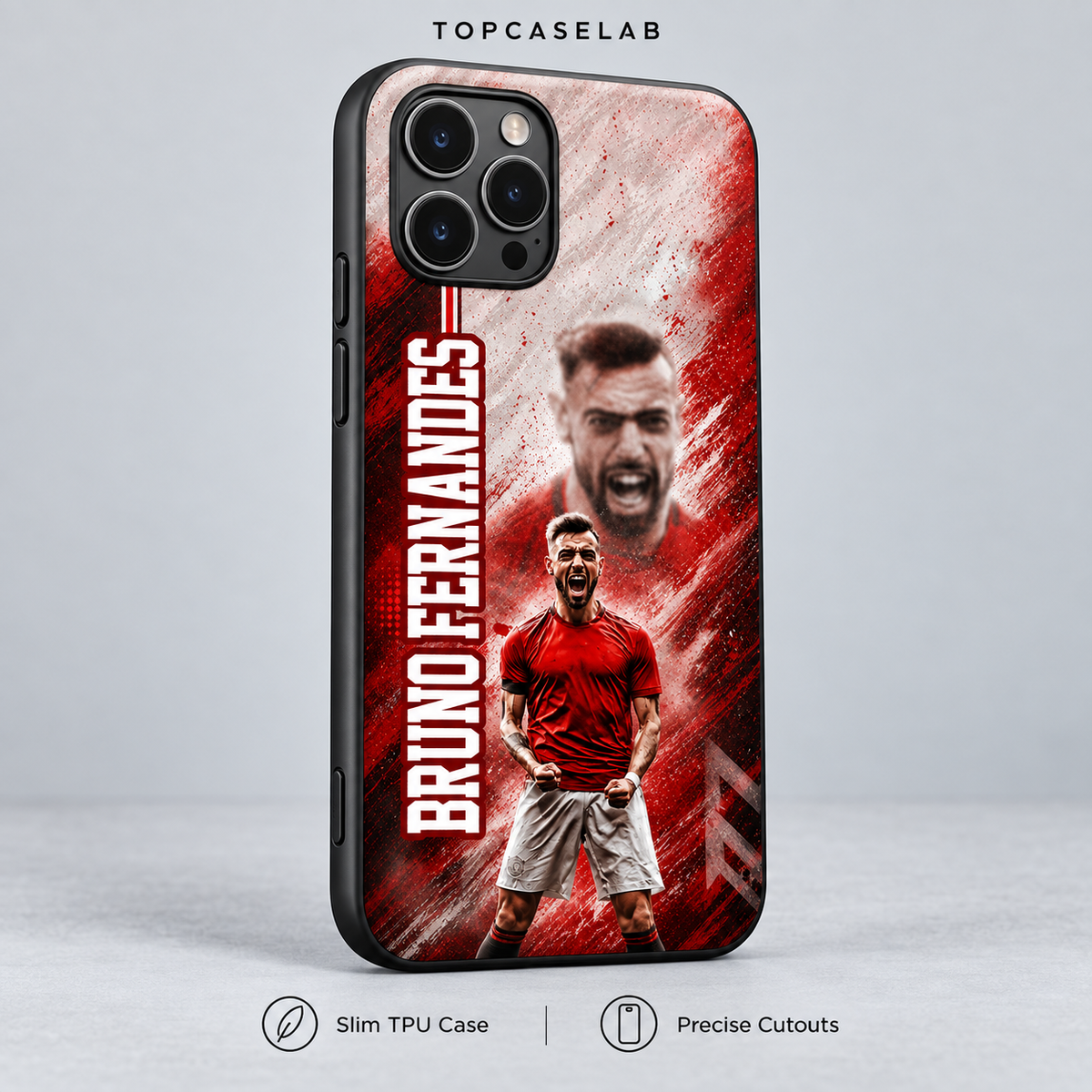 Bruno Fernandes graffiti TPU case close-up