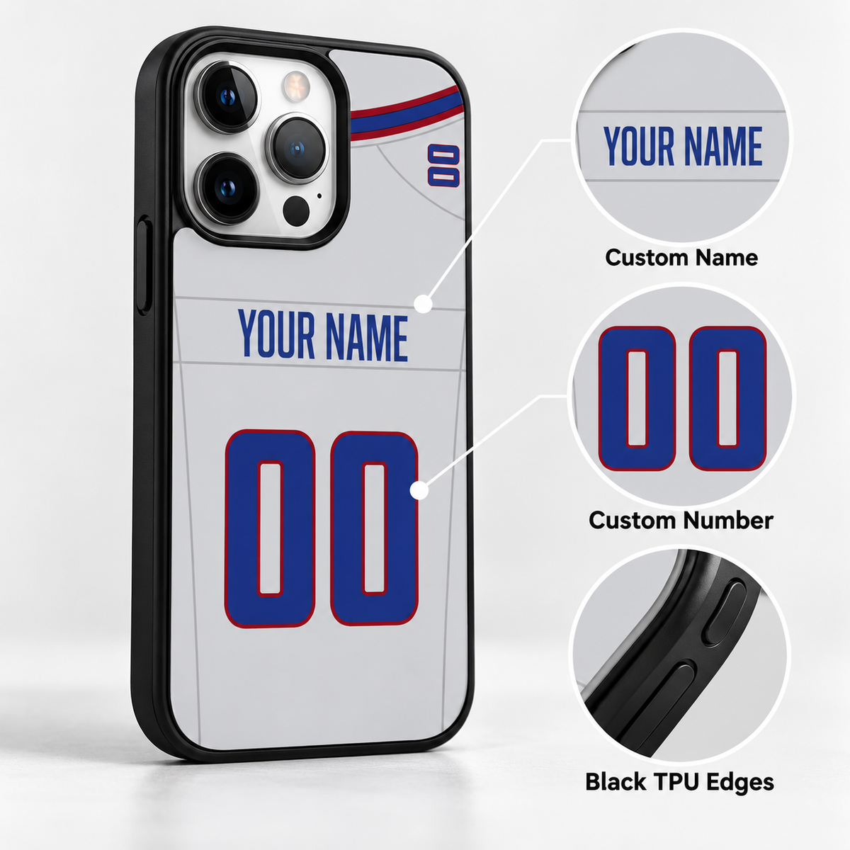 Buffalo case custom name, number and black TPU edges