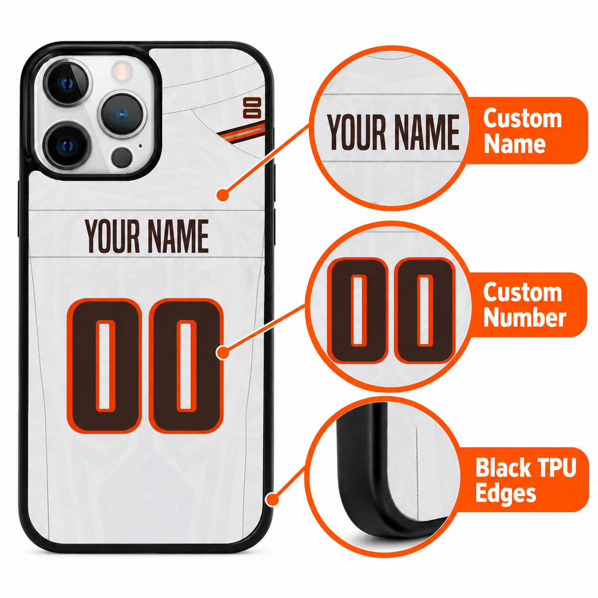 Cleveland personalized name and number phone case features mockup
