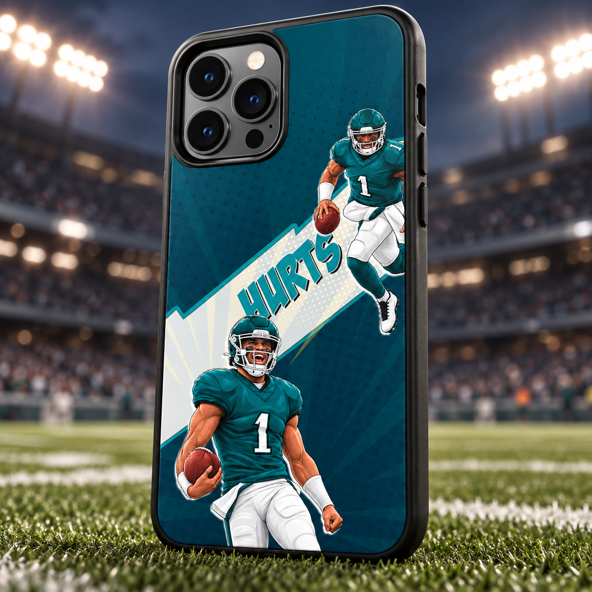Jalen Hurts graffiti TPU phone case stadium