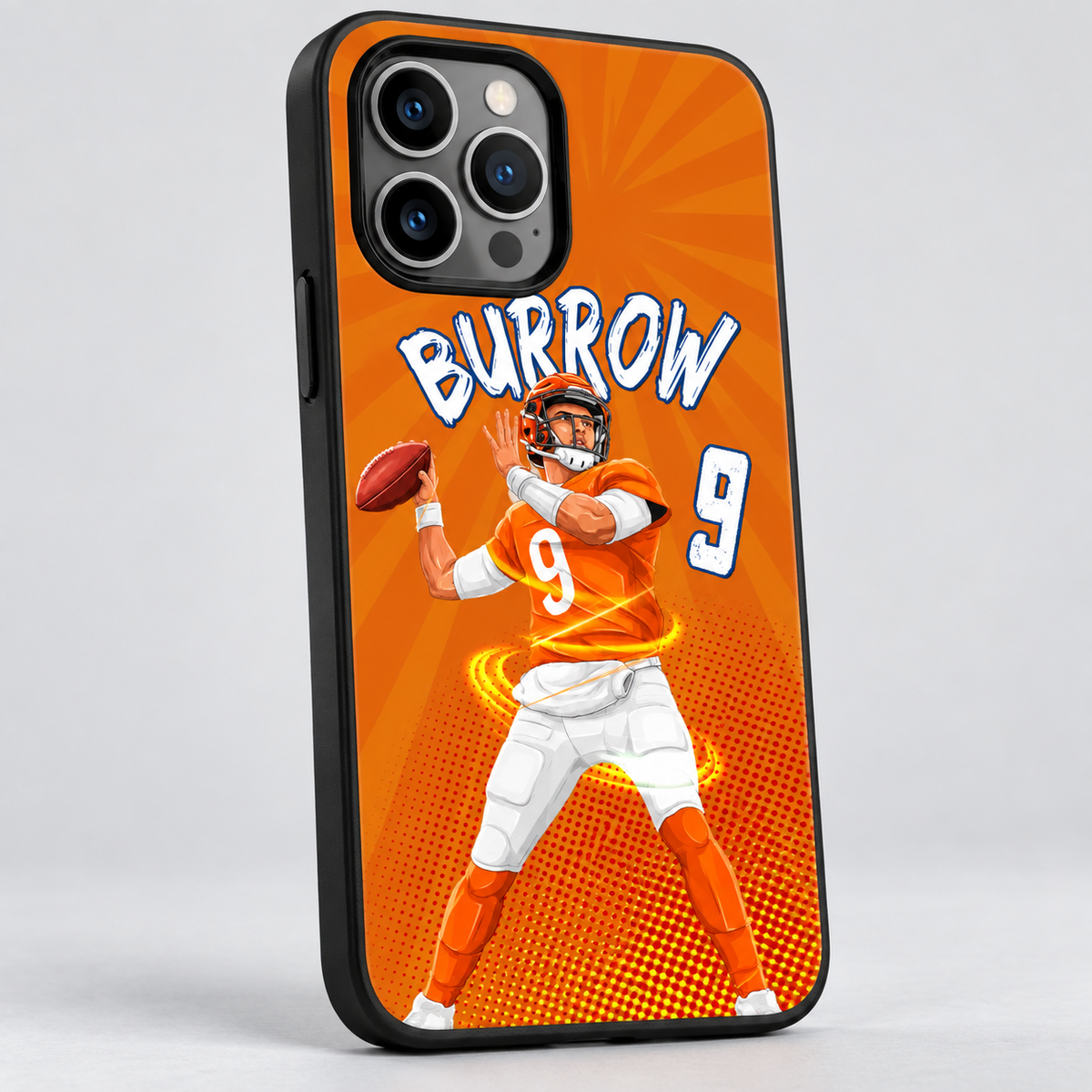Joe Burrow graffiti TPU case close-up