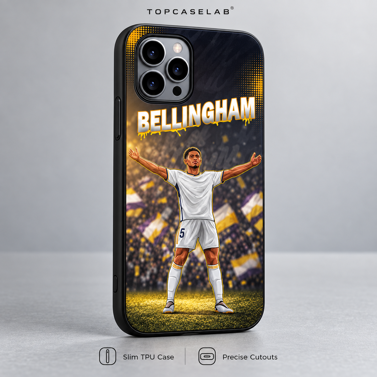 Jude Bellingham graffiti black TPU phone case – detail