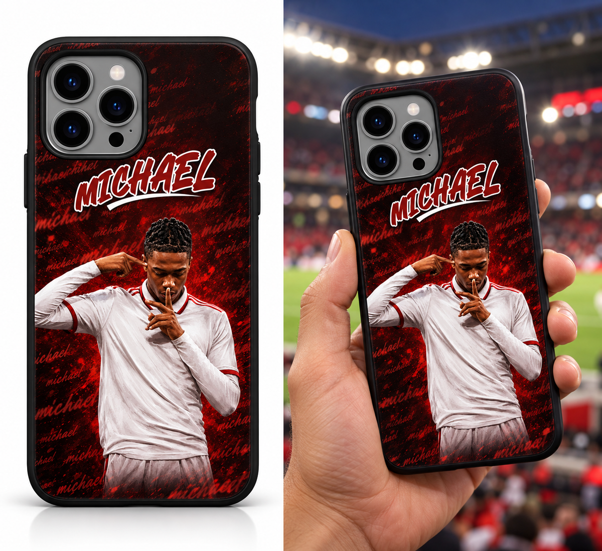 Michael soccer TPU case lifestyle