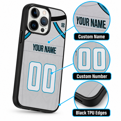 Carolina personalized case custom name, custom number and black TPU edges