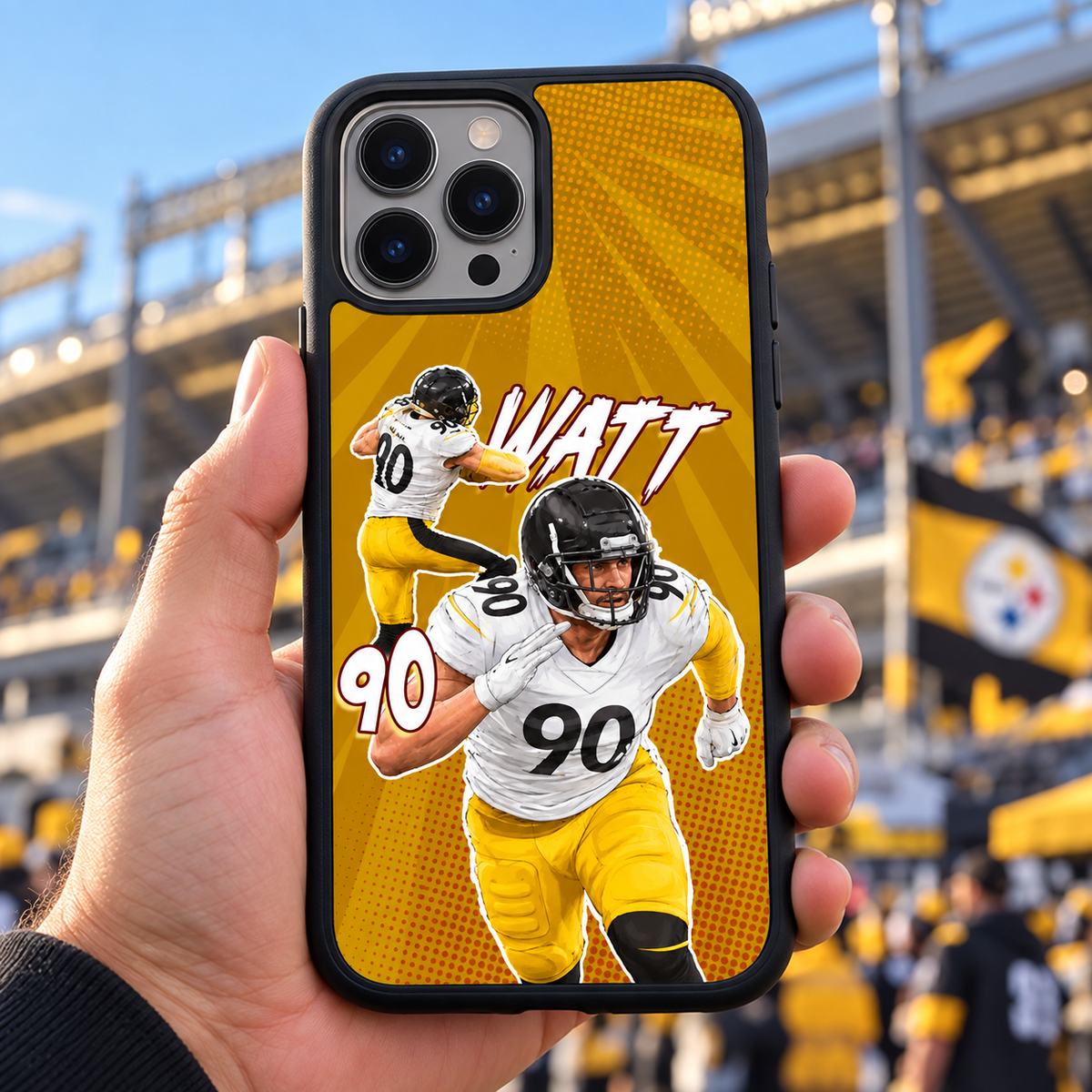 T.J. Watt graffiti TPU phone case lifestyle