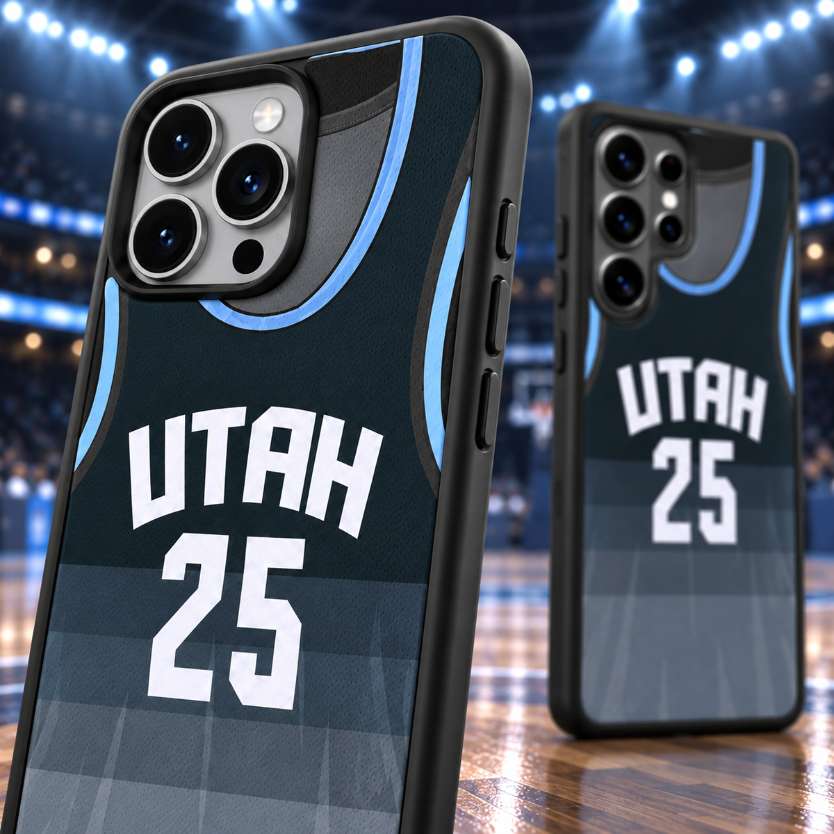 Utah Jazz 25 TPU phone case camera lip edge and texture detail
